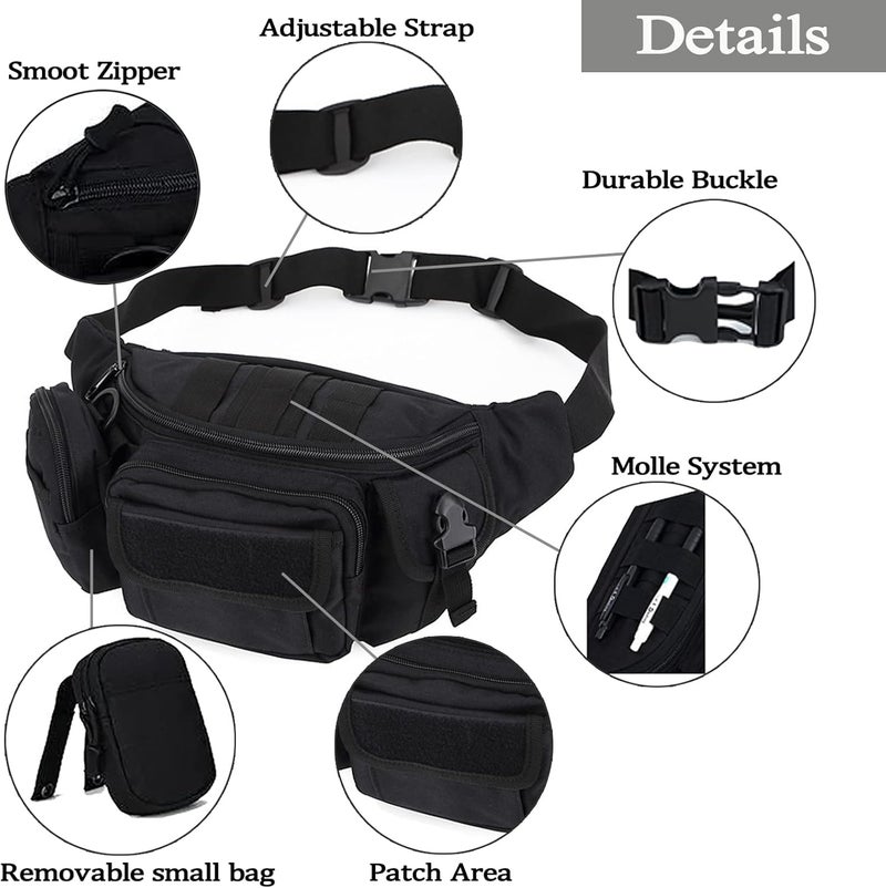 Meprona Tactical Fanny Packs, Military Waist Bag Utility Hip Belt Bags for Hiking Climbing Fishing Cycling Hunting with U.S Patch (Green+Black) - Image 3